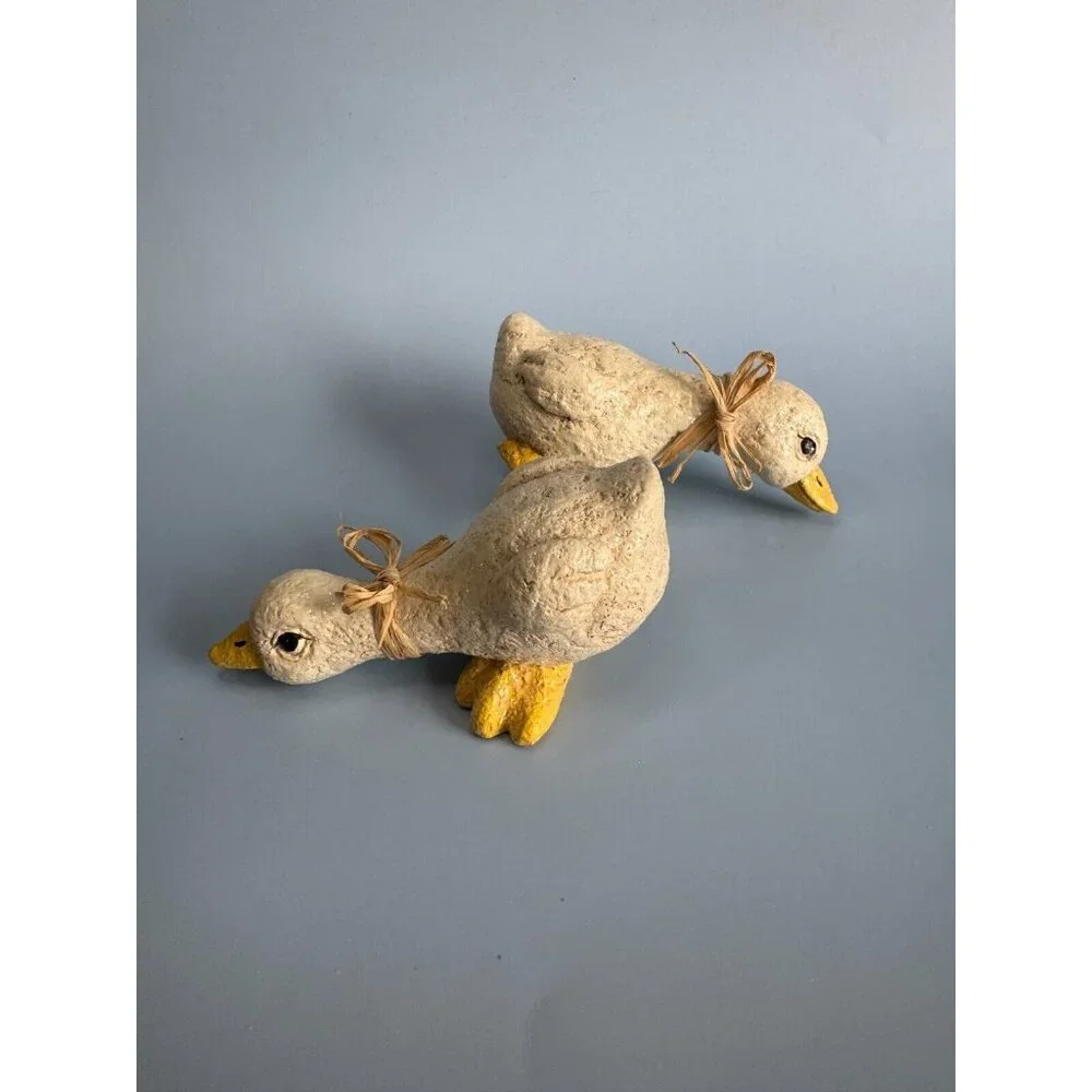 Vintage Enesco Baby Duck Figurines With Ribbons & Glitter 6" Long Easter Decor - Picture 9 of 14